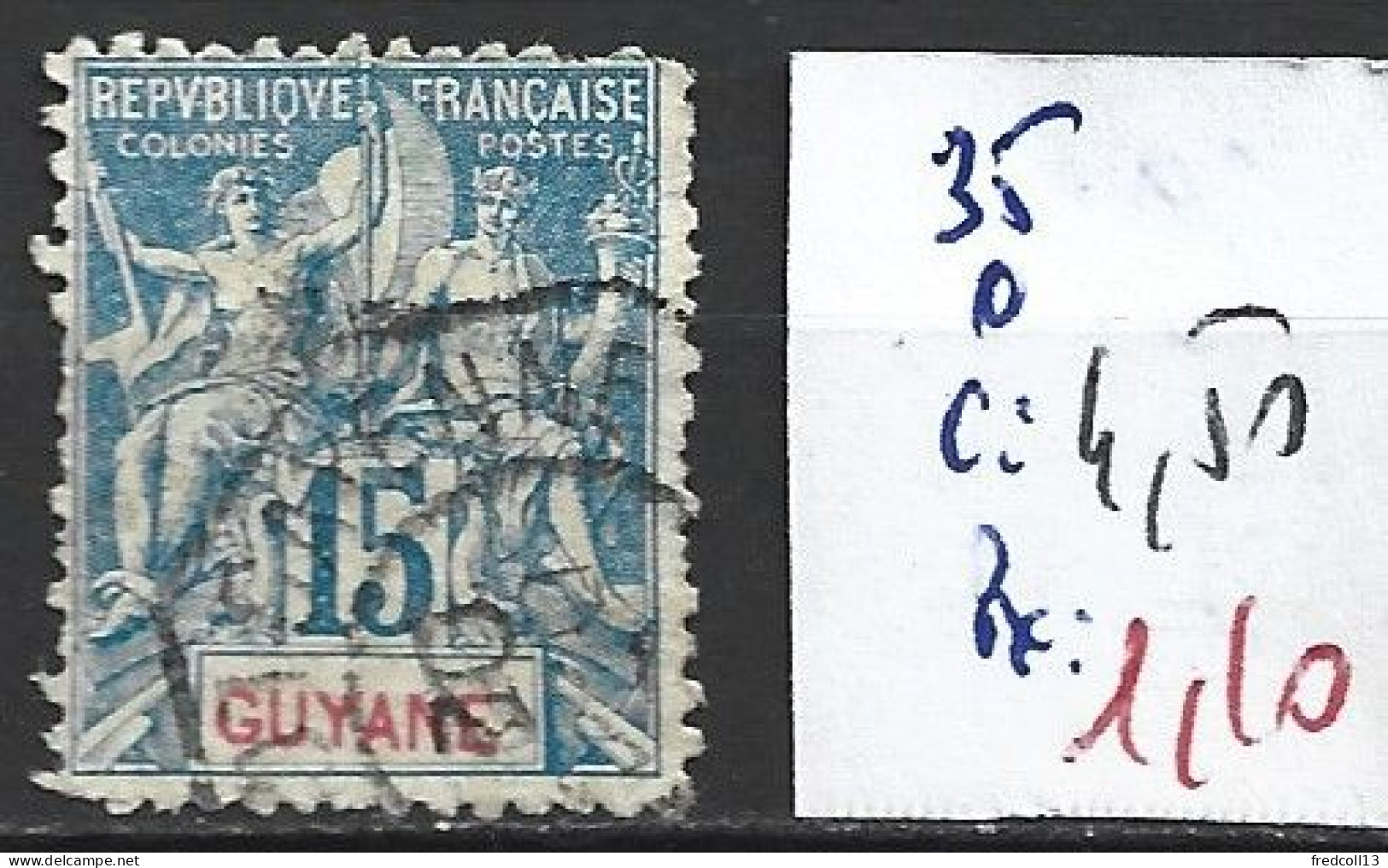 GUYANE FRANCAISE 35 Oblitéré Côte 4.50 € - Used Stamps