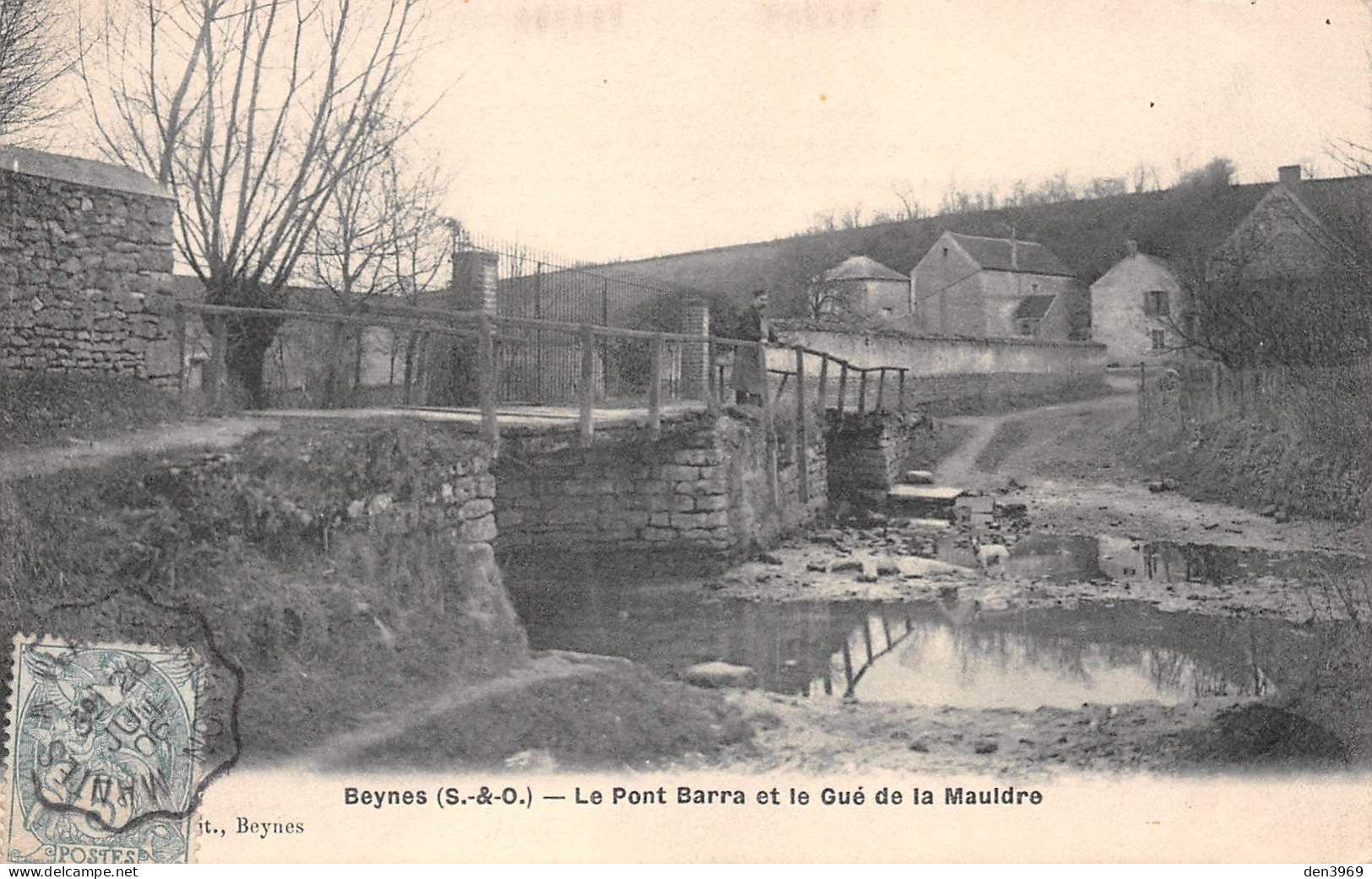 BEYNES (Yvelines) - Le Pont Barra Et Le Gué De La Mauldre - Voyagé 1906 (2 Scans) - Beynes