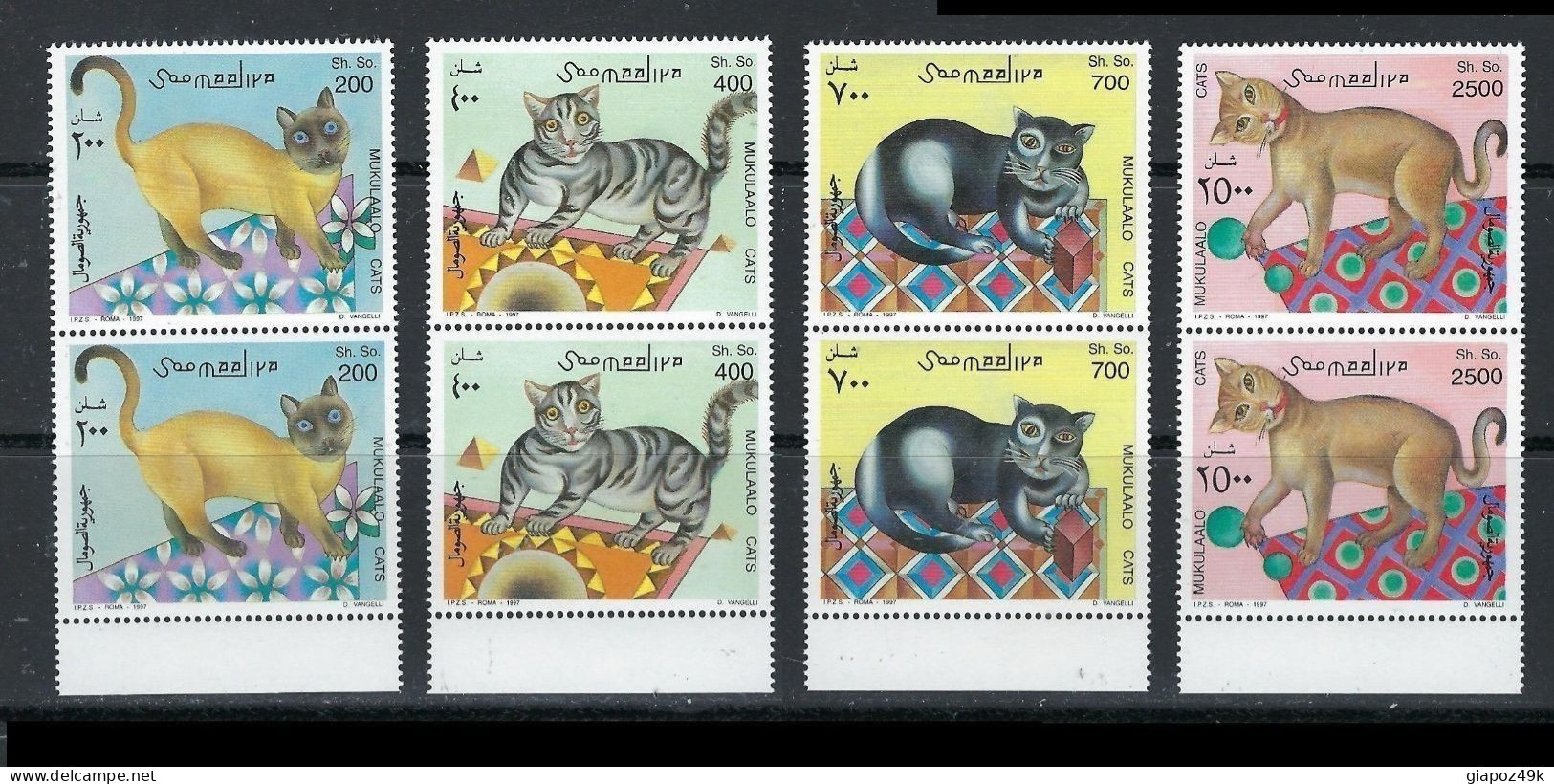 ● SOMALIA 1997 ֍ GATTI ● CATS ● N. 583 / 586 ** In CPPIA ● Cat. 21 € ● Lotto N. 2047 ● - Somalia (1960-...)