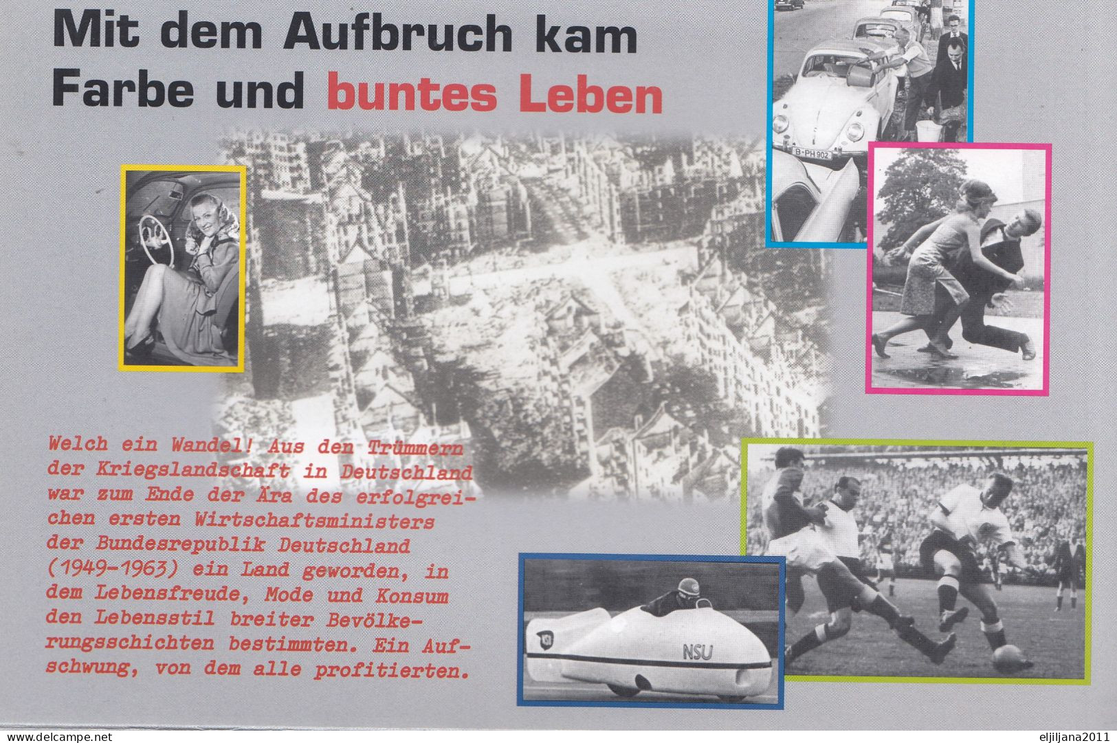 Germany 1997 Mi.1904 X4 ⁕ LUDWIG ERHARD IM VIERERBLOCK IN JUBILÄUMSKARTE GESTEMPELT ⁕ FDC - ERSTTAGSBLATT - Scan - 1991-2000