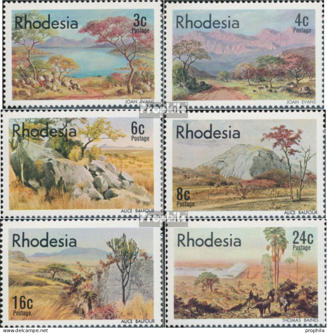 Rhodesien 194-199 (kompl.Ausg.) Postfrisch 1977 Landschaftsgemälde - Rhodésie (1964-1980)