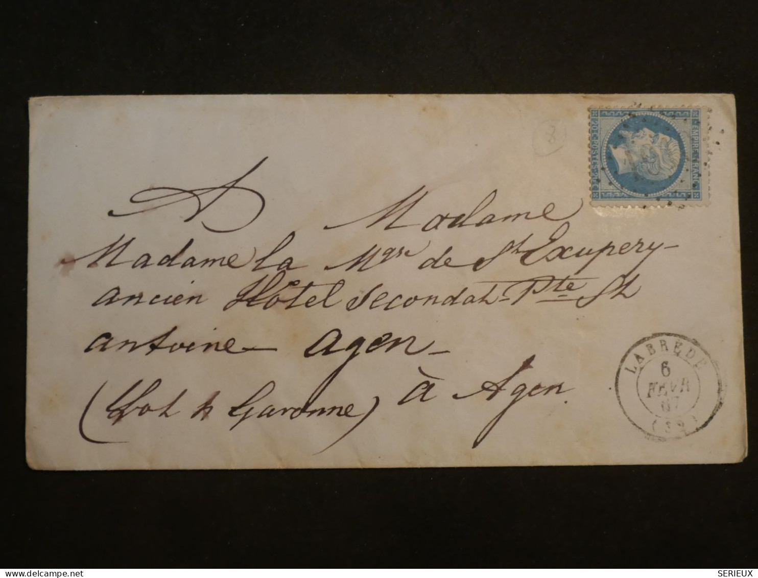 DH12 FRANCE BELLE LETTRE  1867 LABREDE A AGEN  +N°22 +CACHET CIRE +AFF. INTERESSANT++++   ++ - 1849-1876: Classic Period