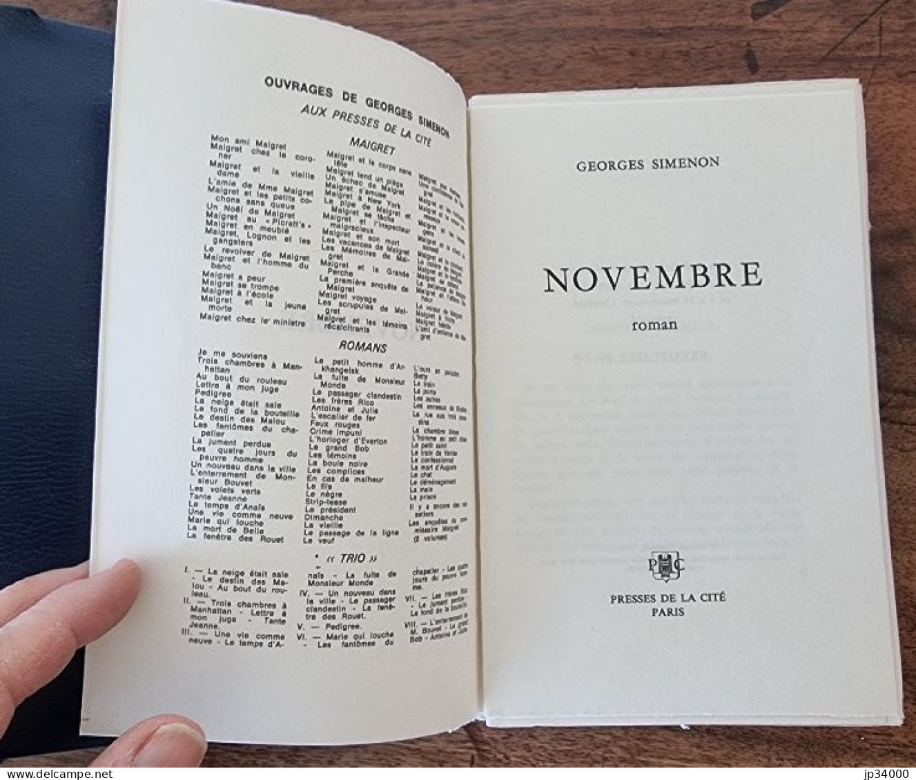 Georges SIMENON. Novembre. Edition Originale. N°30/78 Exemplaires Luxe Numérotés - Presses De La Cité