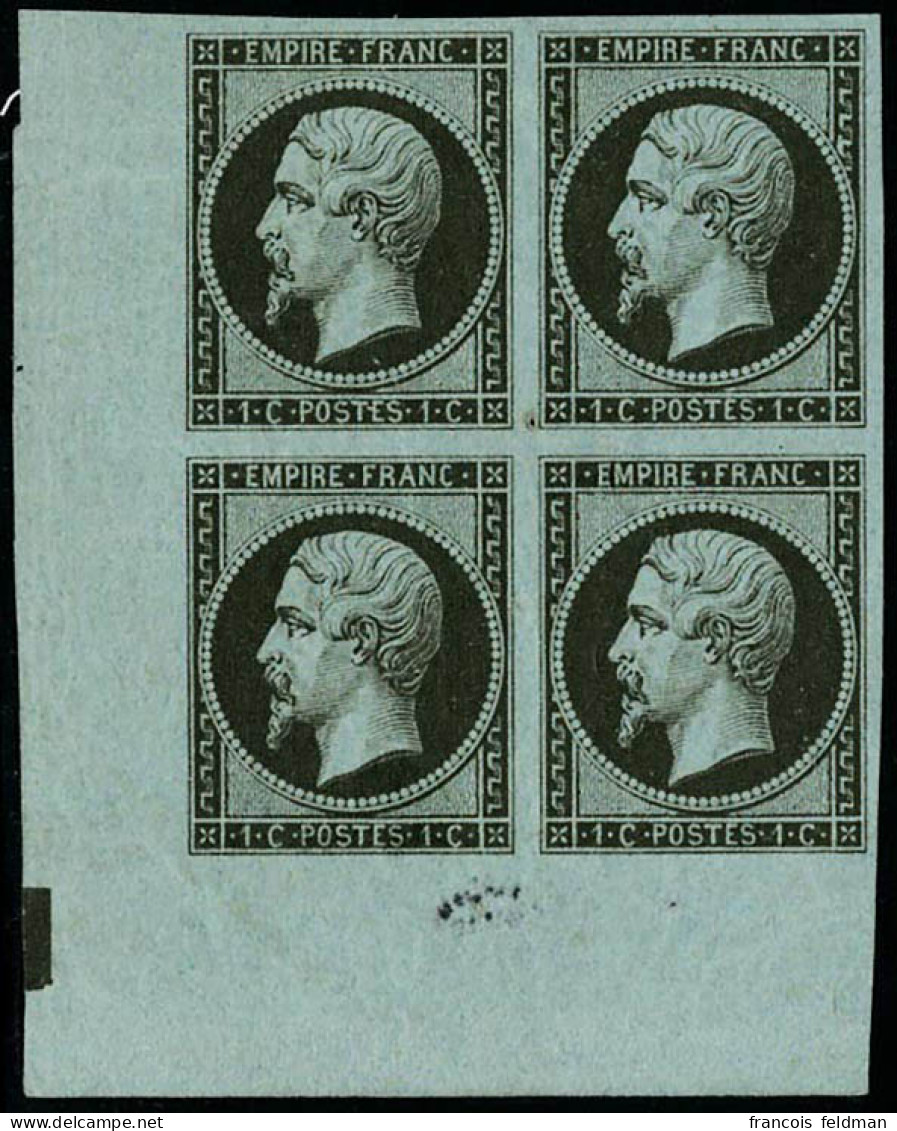 Neuf Sans Gomme N° 11a, 1c Bronze, Bloc De 4, Grand Cdf Avec Carré De Repère, Superbe, Signé Marchand, RRR. - Andere & Zonder Classificatie