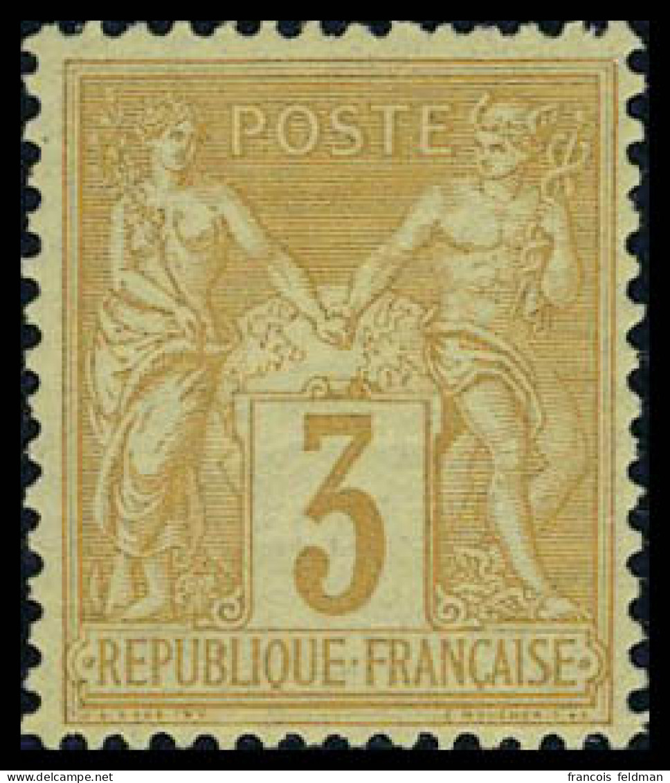 Neuf Sans Charnière N° 86, 3c Bistre S/jaune TB, Signé + Cert. DIENA - Andere & Zonder Classificatie