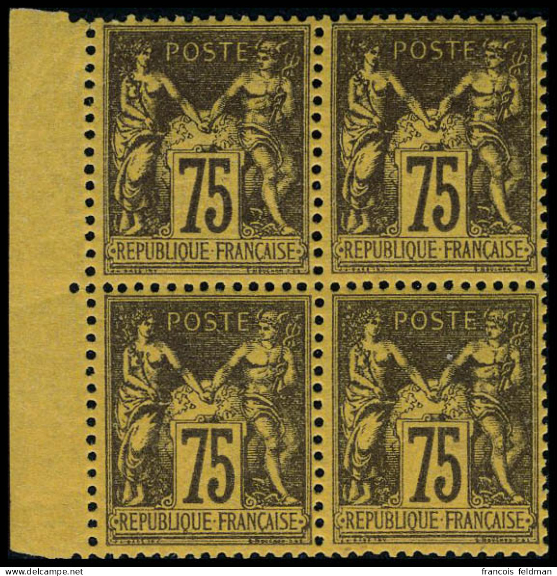 Neuf Sans Charnière N° 99, 75c Violet S/orange En Bloc De 4 Excellent Centrage, 2 Ex. Cl, TB - Other & Unclassified