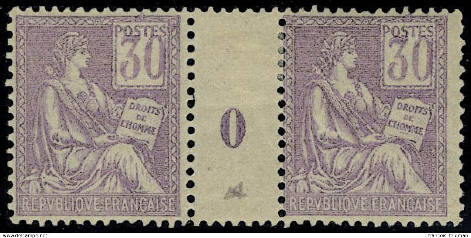 Neuf Avec Charnière N° 115, 30c Violet Type Mouchon, Paire Horizontale, Millésime 0, T.B. - Otros & Sin Clasificación