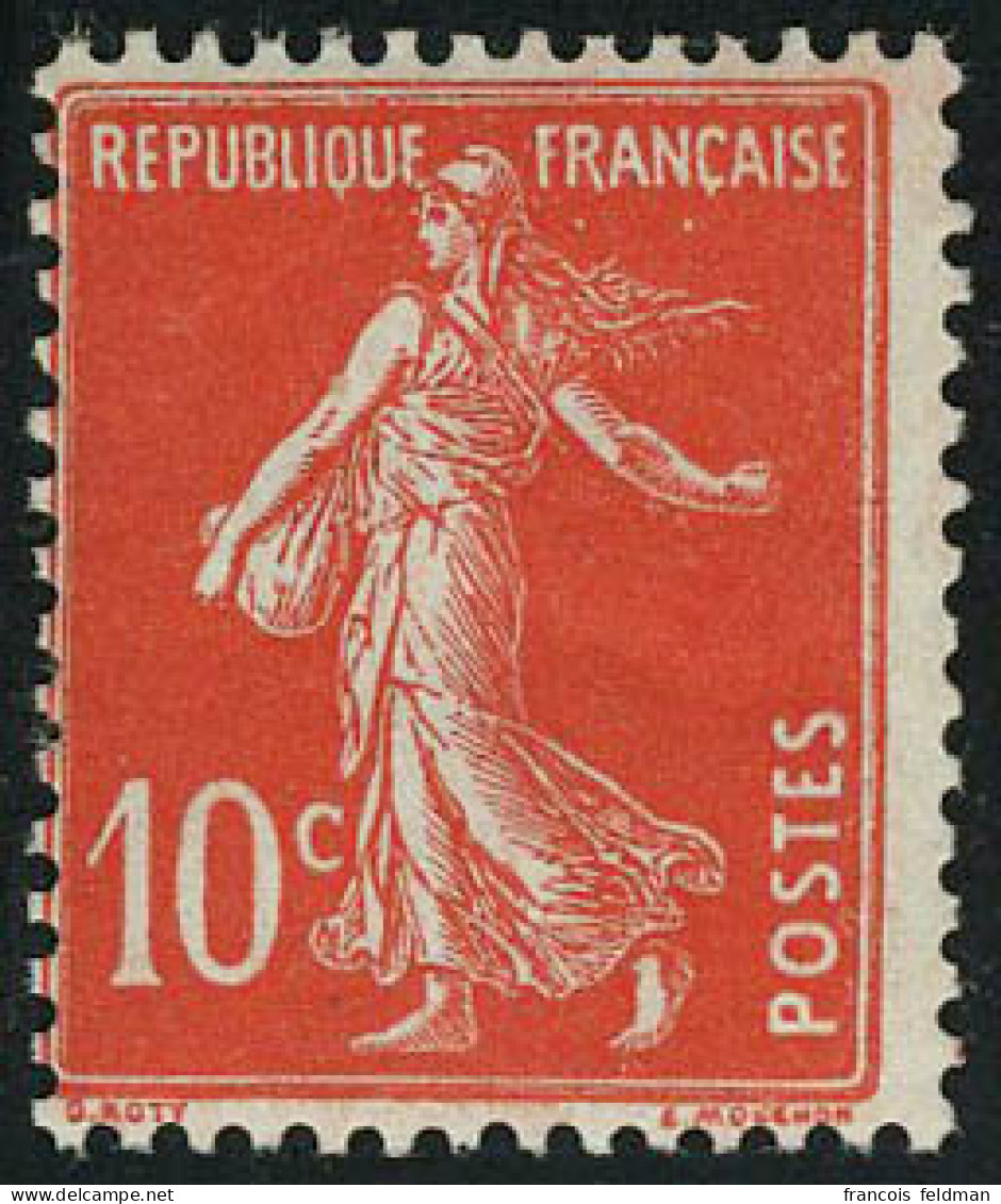 Neuf Sans Charnière N° 138c, 10c Semeuse écarlate, Infime Adhérence, T.B. - Other & Unclassified