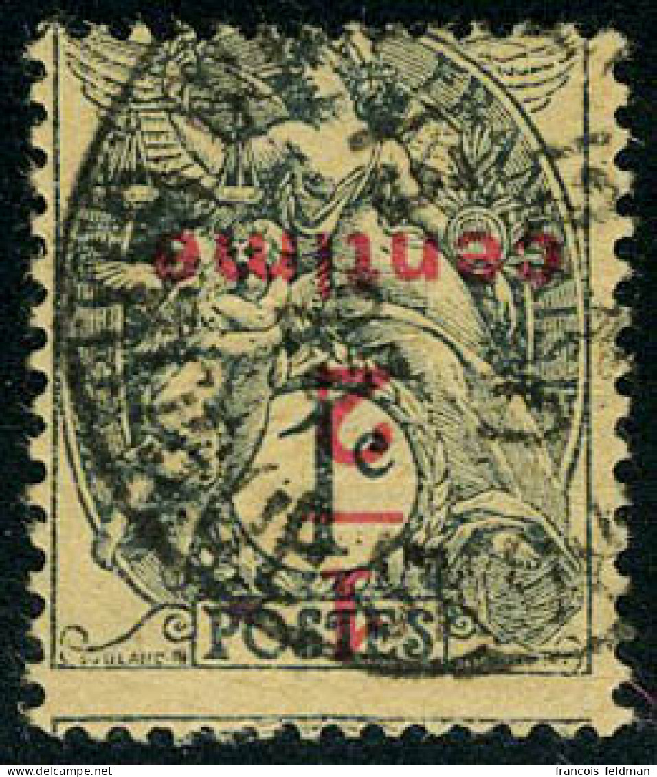 Oblitéré N° 157c, 1/2 S/1c Type Blanc, Surcharge Renversée, TB, Rare En Obl., Cert. Roumet - Other & Unclassified