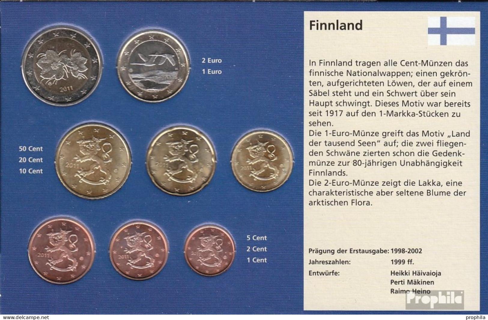 Finnland 2011 Stgl./unzirkuliert Kursmünzensatz Stgl./unzirkuliert 2011 EURO-Nachauflage - Finland