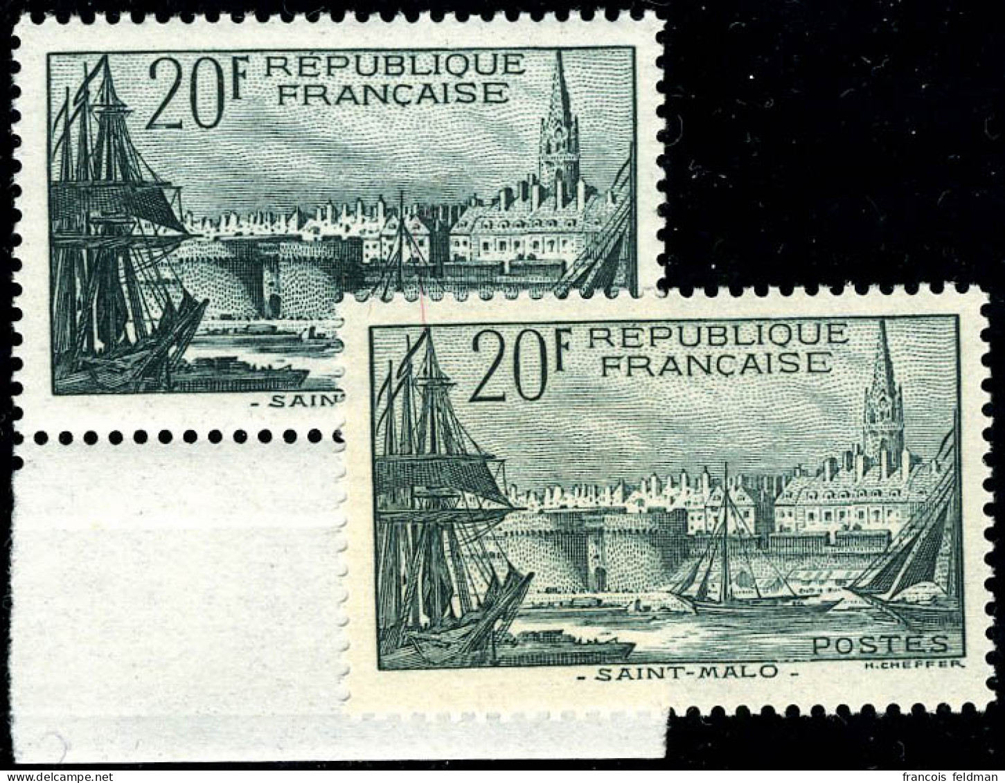 Neuf Sans Charnière N° 394+394a, St Malo, Les 2 Papiers, TB - Other & Unclassified