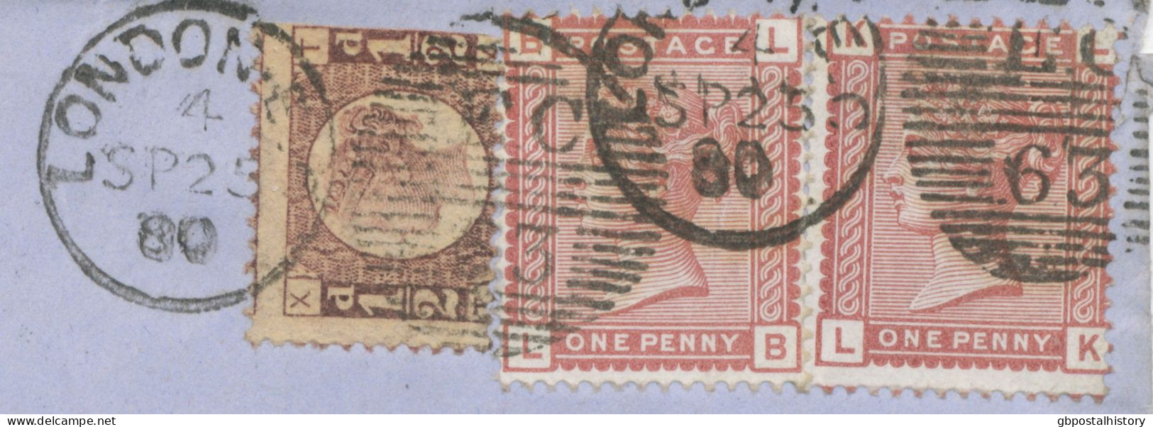 GB 1880, QV ½d Rose-red Pl.14 (TX) W. VARIETY: Imperforated At Right Side (EXTREMELY RARE ON COVER) Together With Two 1d - Storia Postale