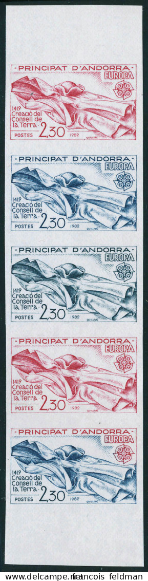 N° 300/01, La Paire Europa 1982 En 2 Bandes De 5ex ND, Essais De Couleurs + La Même En 2 épreuves De Luxe + épreuve De L - Autres & Non Classés