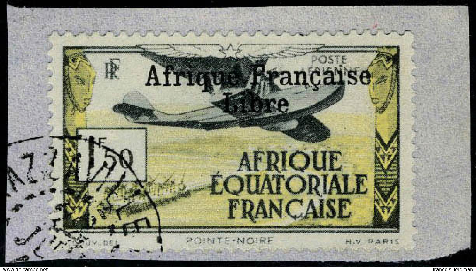 Fragment N° 14, 1f50 Afrique Française Libre, Obl Sur Petit Fragment, T.B. Signé JF Brun - Other & Unclassified