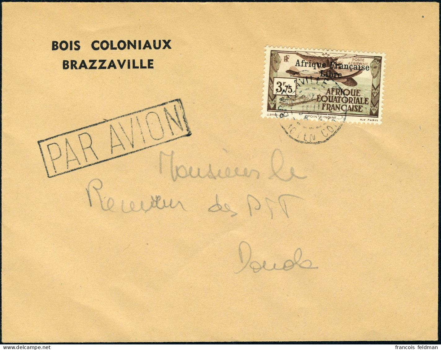 Lettre N° 16, 3f75 France Libre Obl. S/Lettre Pour Douala, TB - Other & Unclassified