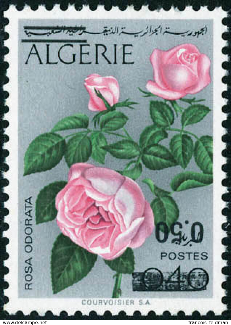 Neuf Sans Charnière N° 598a, 50c Sur 40c Rose, Surcharge Renversée, Double Barre Fine En Haut Du Timbre, T.B. - Otros & Sin Clasificación