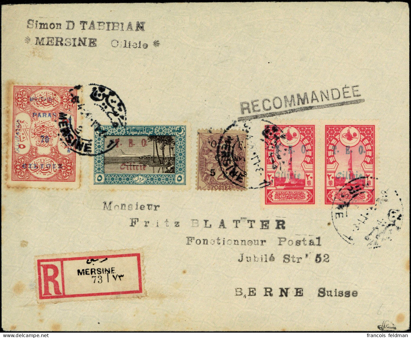 Lettre LR Affranchie Avec 5 Timbres Dont N°68x2 Pour BERNE (Suisse) Arrivée Au Verso, TB, Signé Brun - Photo WEB - Other & Unclassified