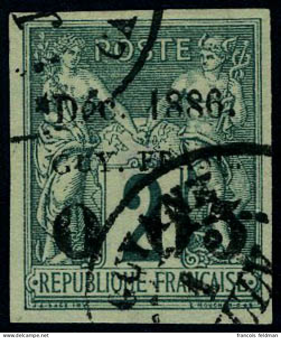 Oblitéré N° 1b, 0f05 S/2c Vert De 1877, Surcharge Sans F Après Le 1er Zéro, TB, Signé A.Brun - Autres & Non Classés