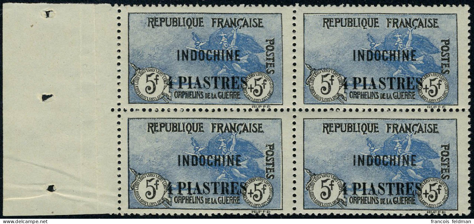 Neuf Sans Charnière N° 95, 5f + 5f Orphelins, Bloc De 4 Bdf, TB, Rare - Autres & Non Classés