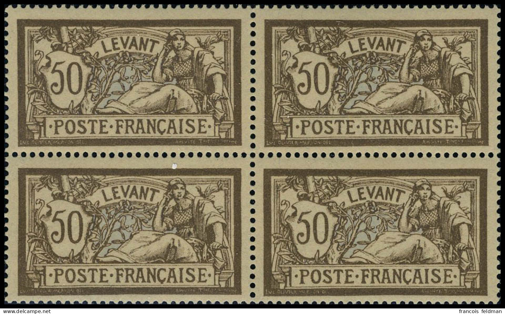 Neuf Sans Charnière N° 25, 50c Brun Et Gris Merson En Bloc De 4, TB, RR - Otros & Sin Clasificación