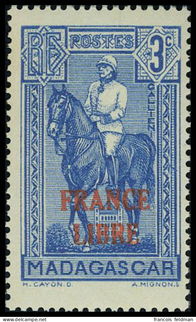 Neuf Sans Charnière N° 243, 3c Bleu Surchargé France Libre, TB - Sonstige & Ohne Zuordnung