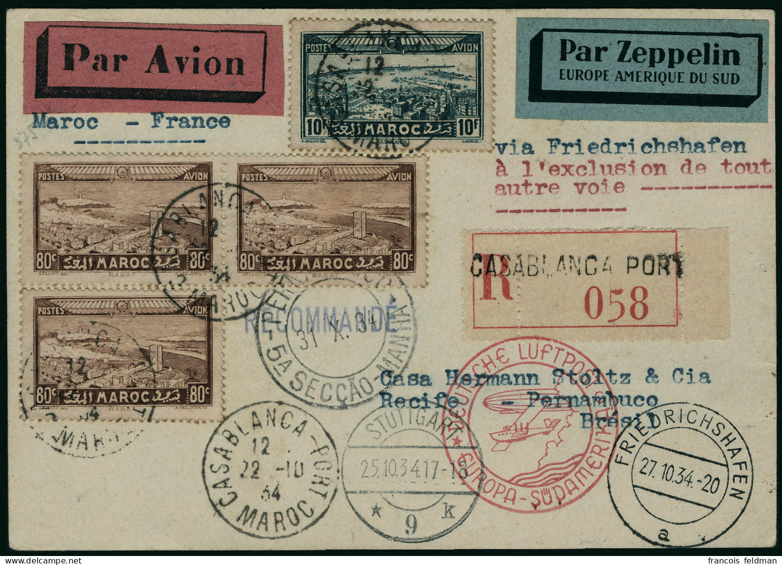 Lettre Zeppelin. SAF 1934, Pour Le Brésil. T.B. - Other & Unclassified