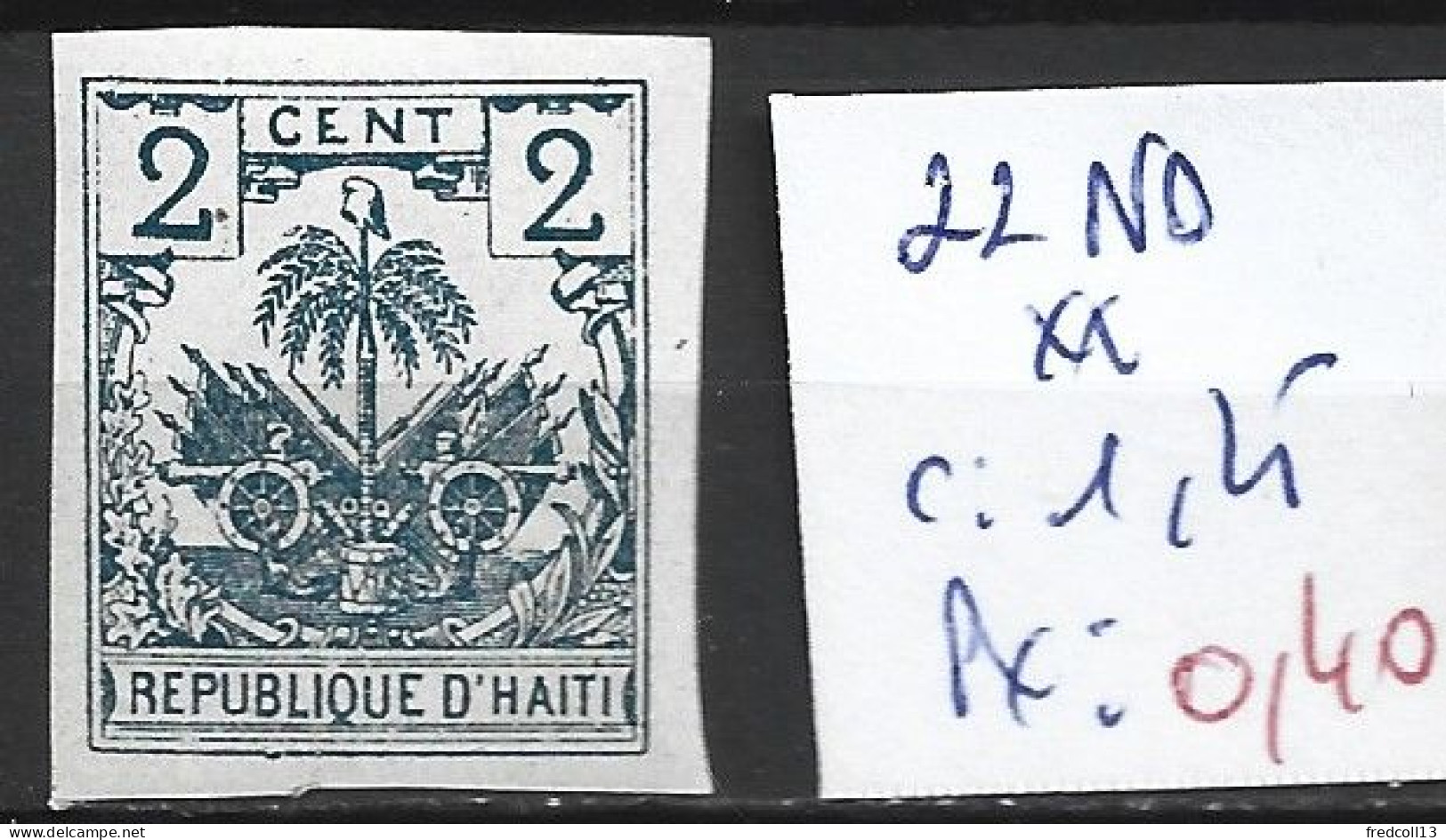 HAÏTI 22 Non Dentelé ** Côte 1.25 € - Haïti