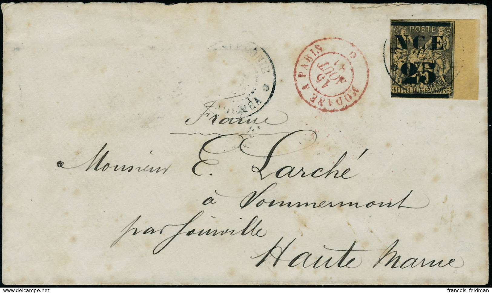 Lettre N° 4. 25s/35, Bdf, Lég. Touché à Gauche, S/L Obl. Nouméa + Ambulant Modane à  Paris,  Cachet Au Verso Joinville S - Autres & Non Classés