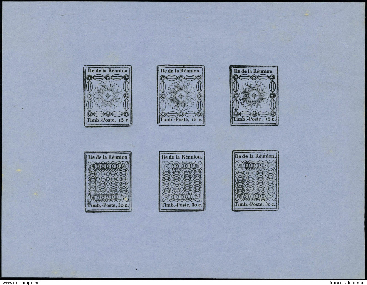 N° 1a Et 2b, 15c Et 30c Réimpression, Feuillet De 3 Paires T.B. Maury 650€ Le Feuillet - Sonstige & Ohne Zuordnung