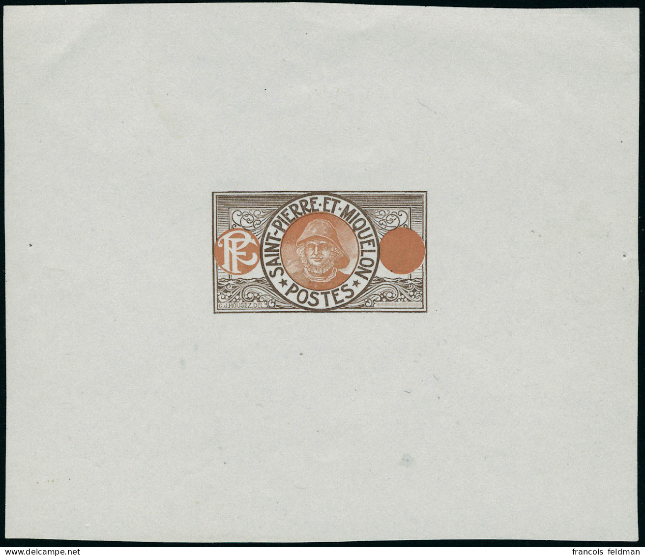 Epreuve Au Type Pêcheur De 1909, Brun Et Brun-orange, Sans La Valeur Faciale. T.B. - Autres & Non Classés