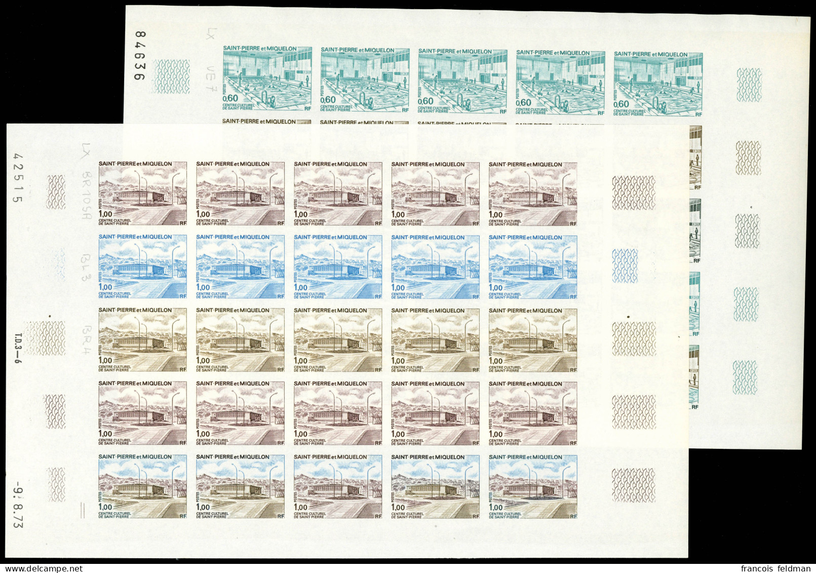 Neuf Sans Charnière N° 431/2, Centre Culturel De St Pierre, Feuille Complète ND, Essais De Couleur, TB - Autres & Non Classés