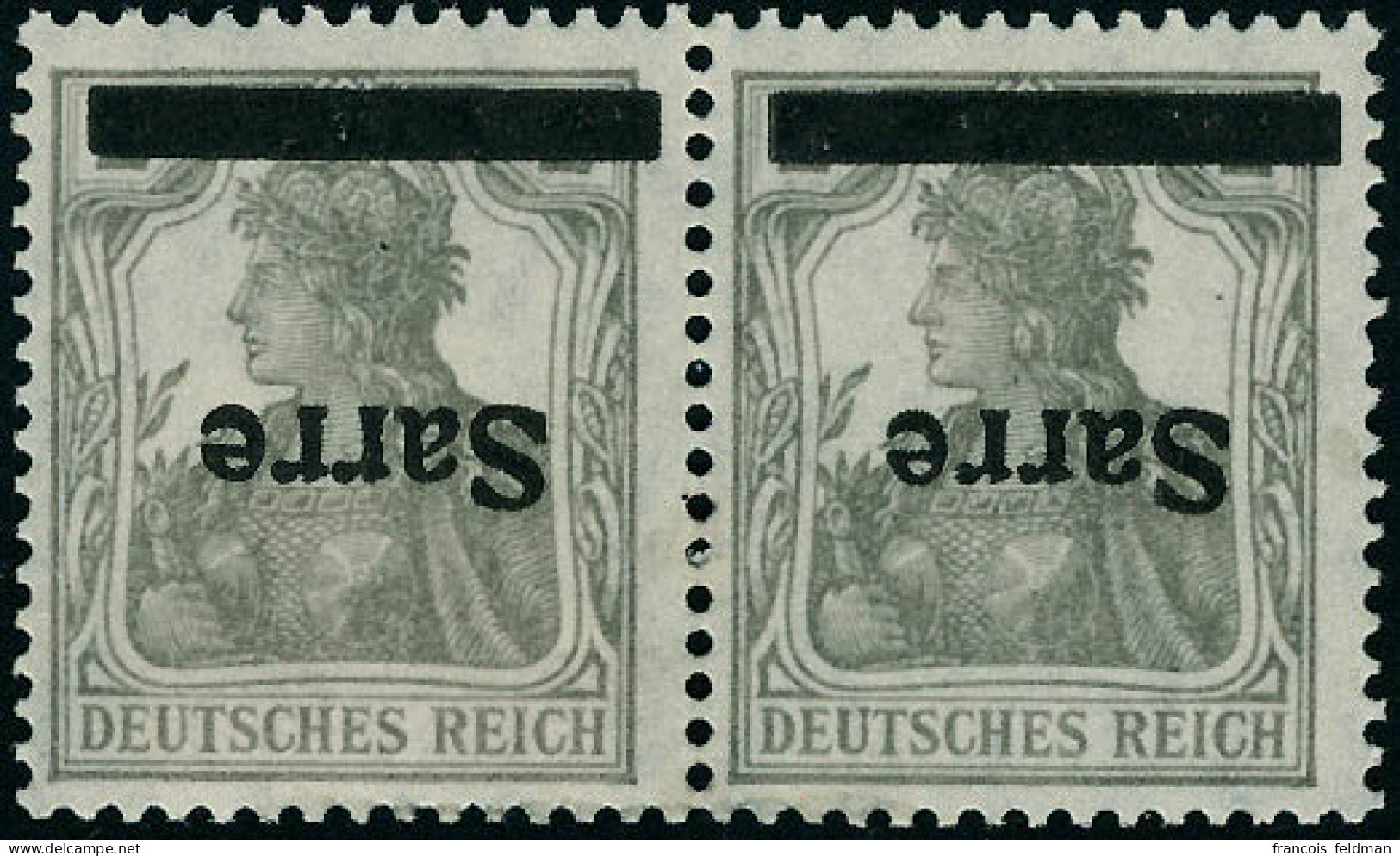 Neuf Avec Charnière N°1a. 2Pf Gris. Paire Horizontale. Surcharge Renversée. T.B. (Michel 1K) - Other & Unclassified