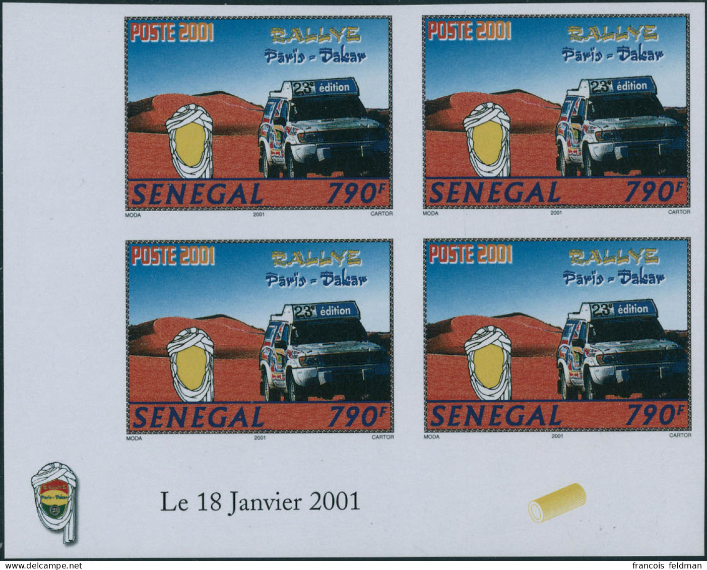 Neuf Sans Charnière N°1627/1630. Paris-Dakar. La Série Complète En Blocs De 4. CdF Datés, Non Dentelés + 4 épreuves De L - Sonstige & Ohne Zuordnung