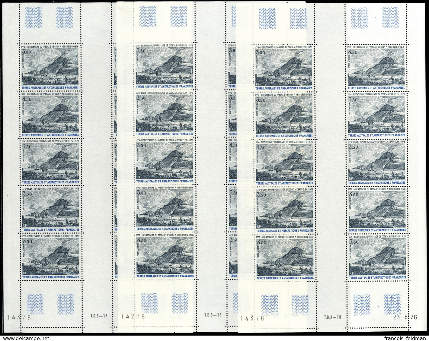 Neuf Sans Charnière N° 47, 3.50 KERGUELEN X 100 (10 Feuilles Complètes), TB - Photo WEB - Other & Unclassified