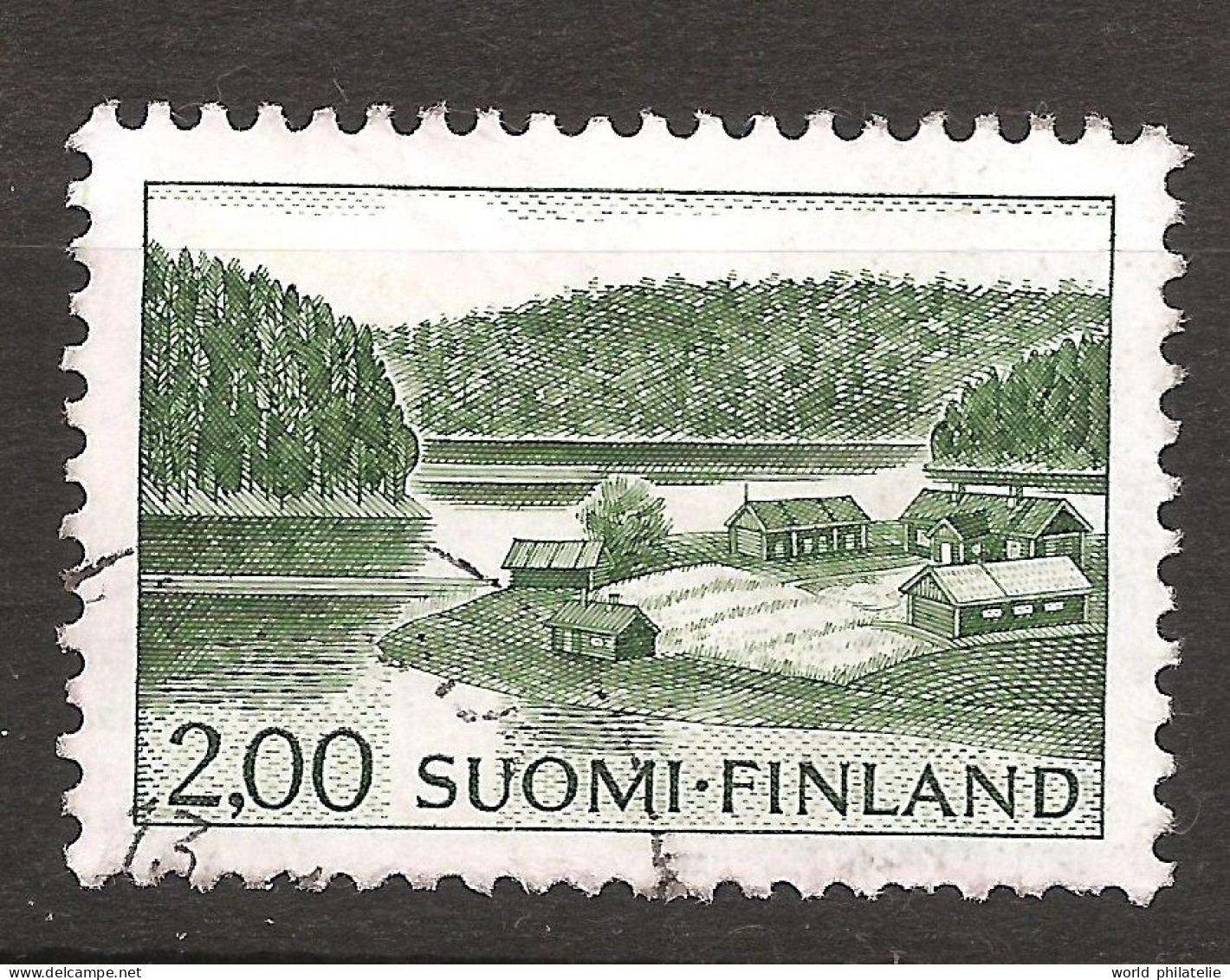 Finlande 1963 N° 548 Iso O Courant, Lac, Maison De Campagne, Ferme, Eau, Agriculture, Paysage, Sapin, Forêt - Usati