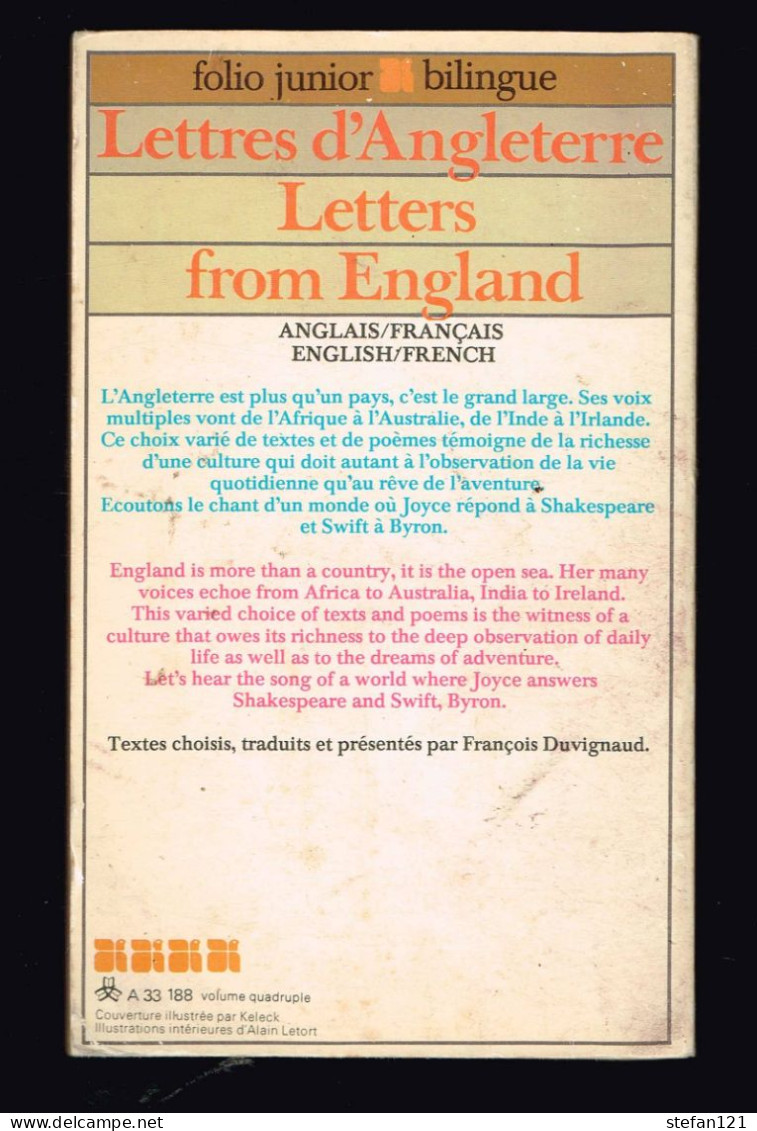 Lettres D'Angleterre - Anglais Français - 1981 - 158 Pages 17,8 Cm X 10,8 Cm - Culture