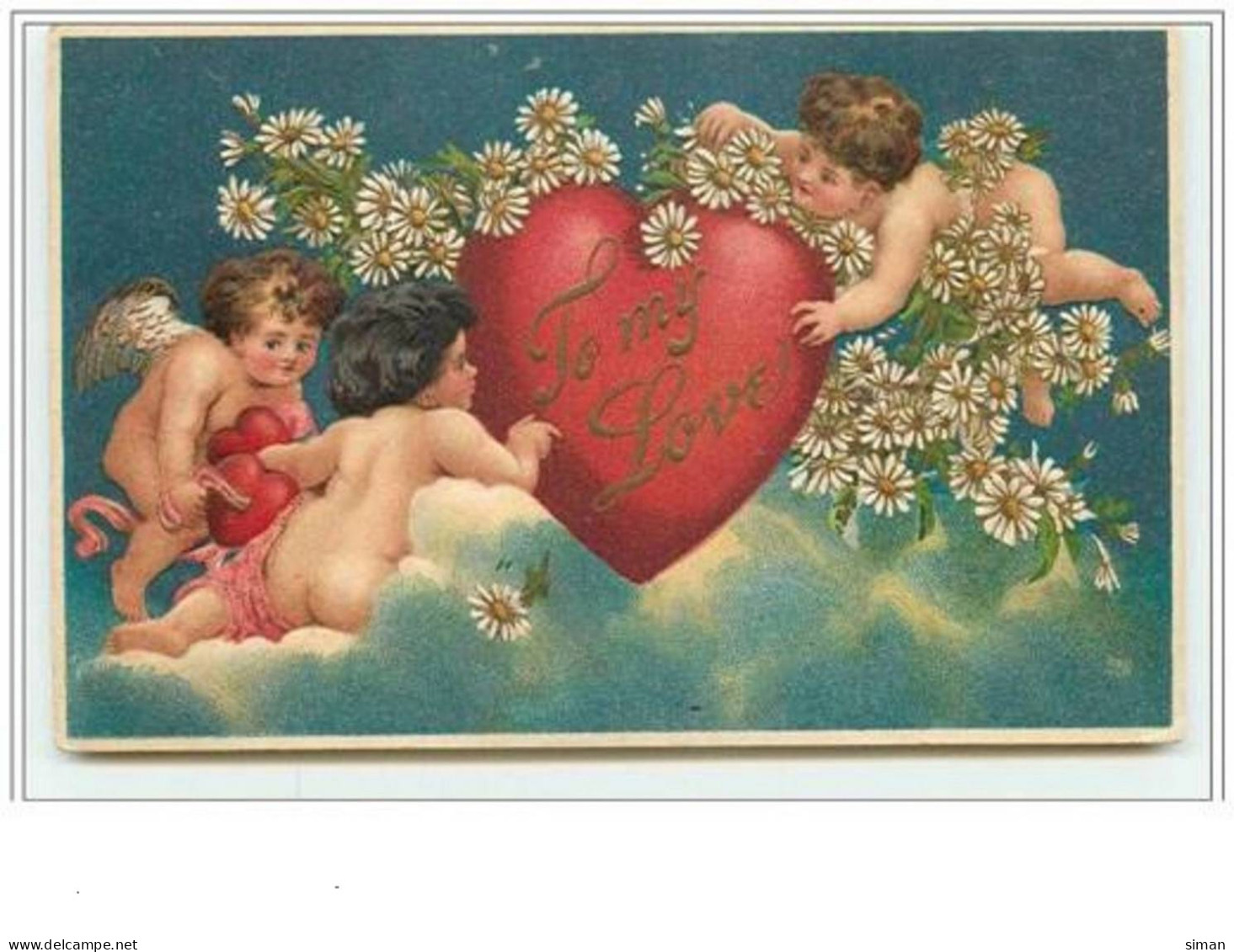 N°669 - Carte Gaufrée - To My Love - Angelot - Valentinstag