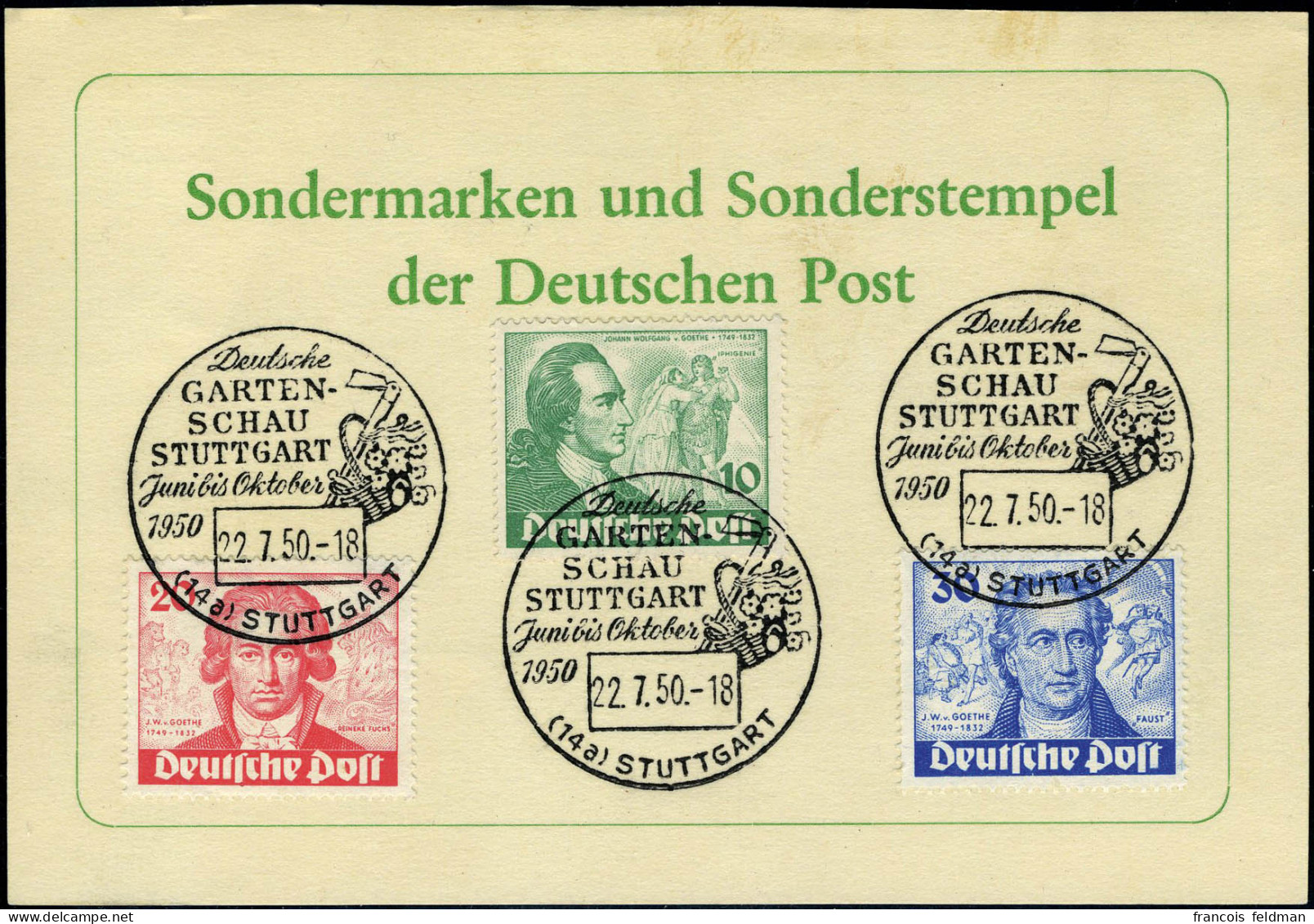 Lettre N° 51/53, Les 3 Valeurs S/carte Spéciale Obl. 22/7/50, TB - Andere & Zonder Classificatie