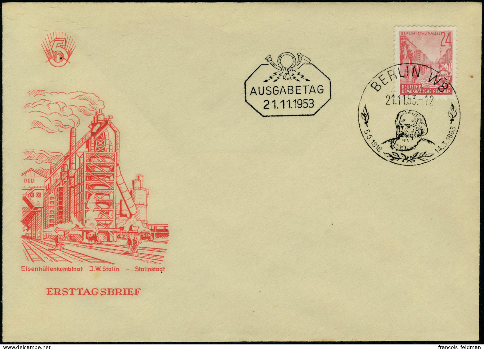 Lettre N° 117/34, Les 18 Valeurs Sur 4 Enveloppes Illustrées Obl FDC Berlin W8 10.8.53, N° 126 Càd Illustré 21.11.53, T. - Autres & Non Classés