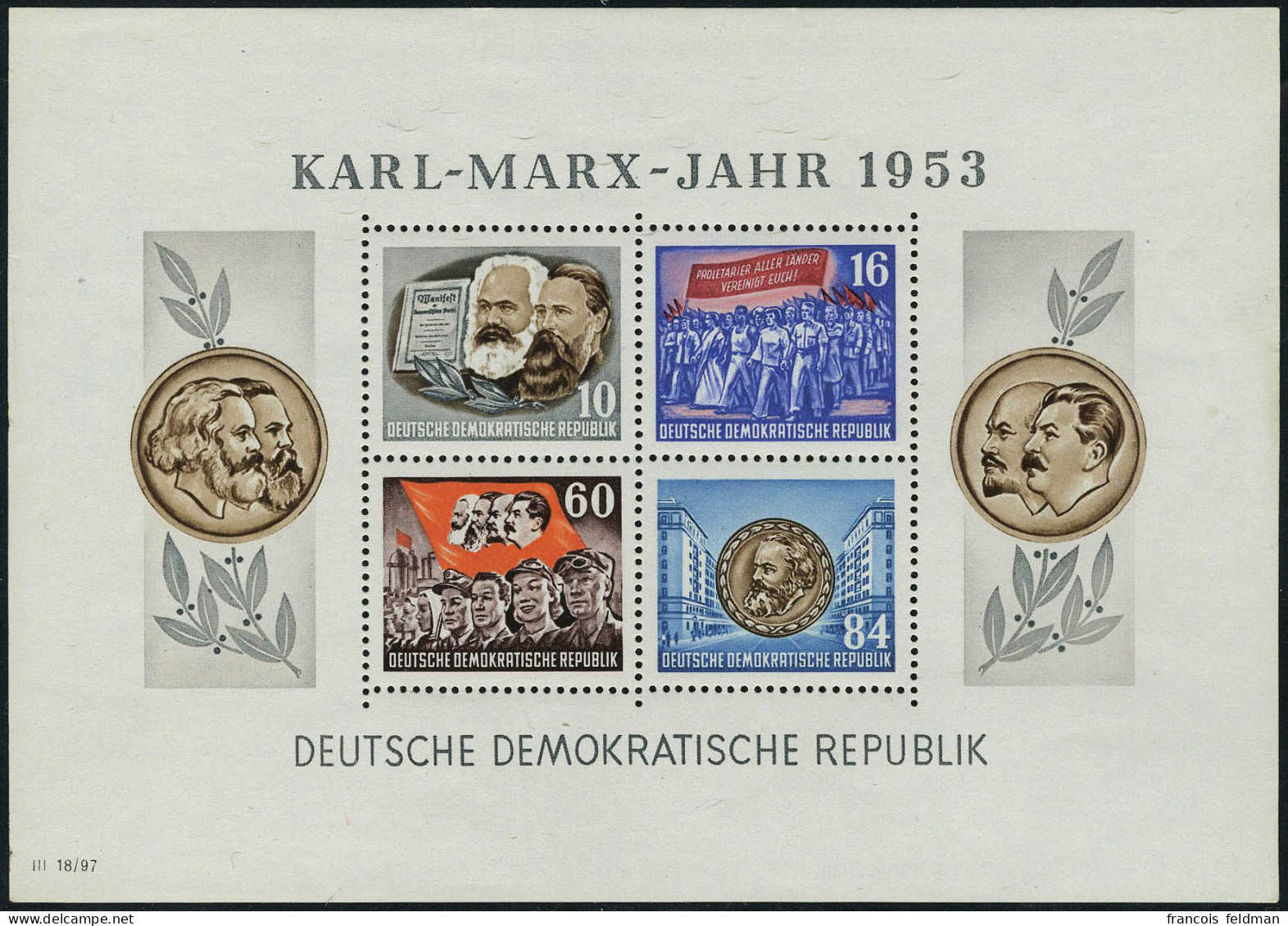 Neuf Sans Charnière N° 2/3, Blocs Karl Marx Dentelés BF 2 ND Petites Adhérences T.B. - Otros & Sin Clasificación