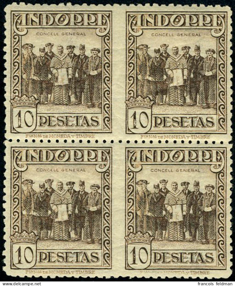 Neuf Sans Charnière N° 25+26, 4 Ptas Et 10 Ptas, Blocs De 4 Non-dentelés Verticalement, TB, Rare (25 Ex.) - Edifil 3100  - Sonstige & Ohne Zuordnung