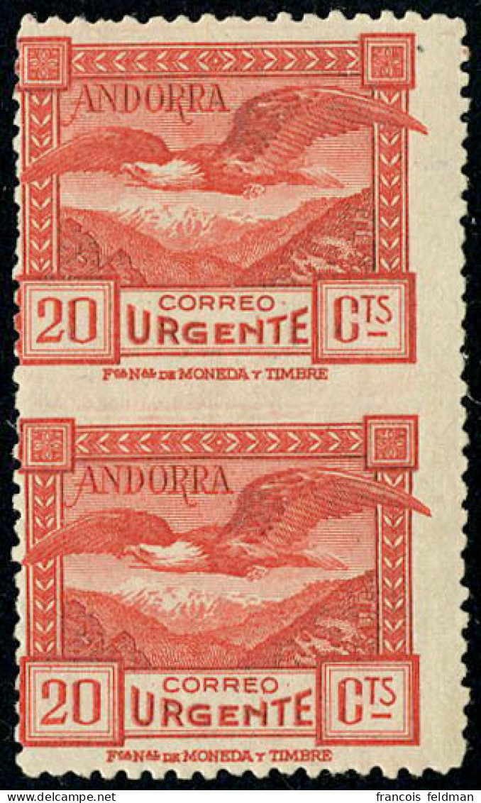 Neuf Sans Charnière N° 27A, 20c Express Paire Verticale Non-dentelé Horizontal Entre Les 2 Timbres, TB - Autres & Non Classés