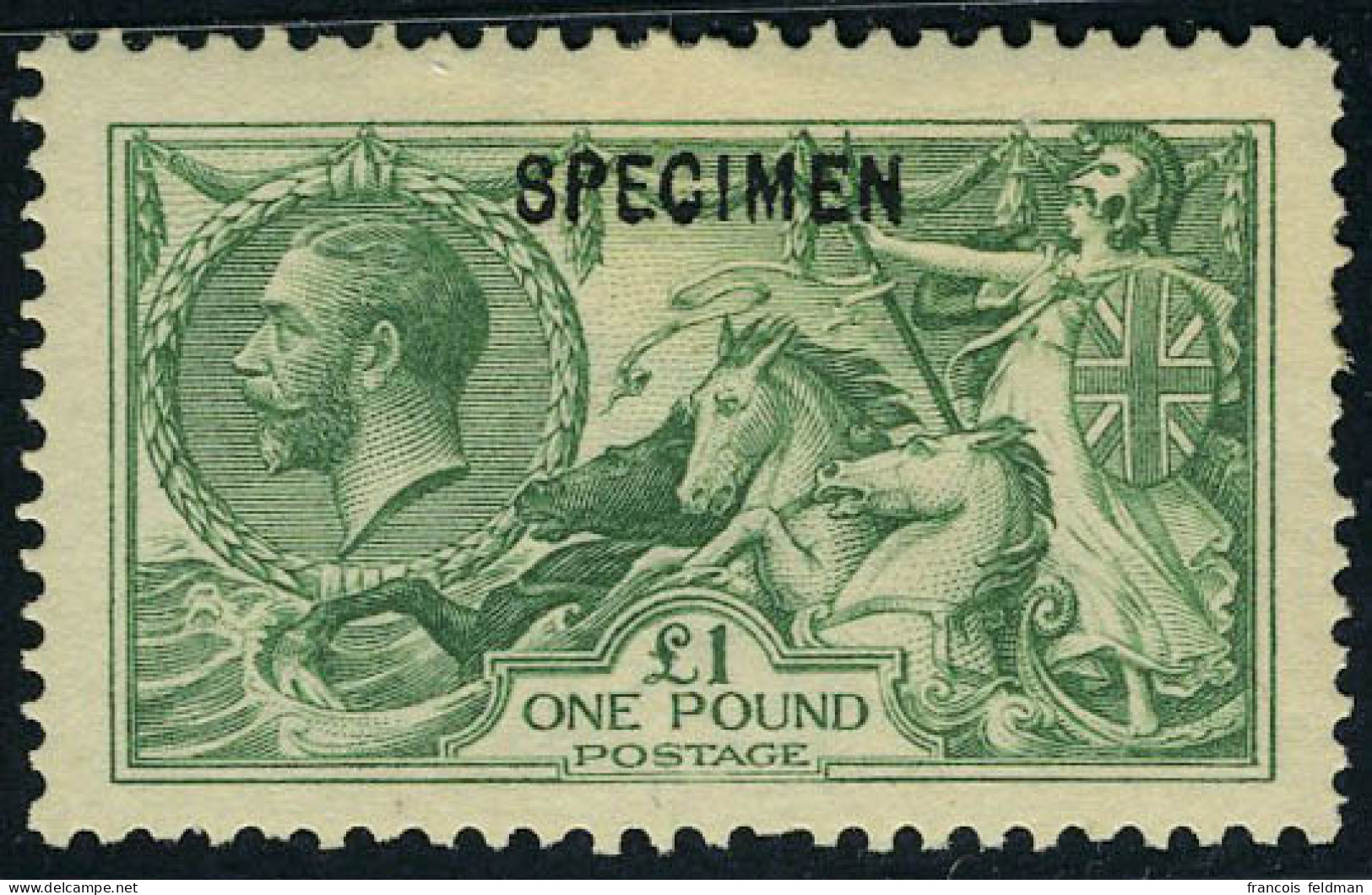 Neuf Avec Charnière N° 153/6, 2sh 6, 5sh, 10sh Et 1£ Sea Horses, Surcharge Specimen (1£ Dents Courtes) Collés Sur Suppor - Other & Unclassified