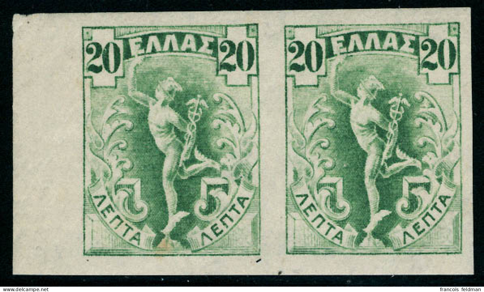Neuf Avec Charnière Type Mercure De 1901, 1l Brun NSG + 20l Vert-jaune, Les 2 Valeurs En Paires Hor. ND, Essais, T.B. - Sonstige & Ohne Zuordnung