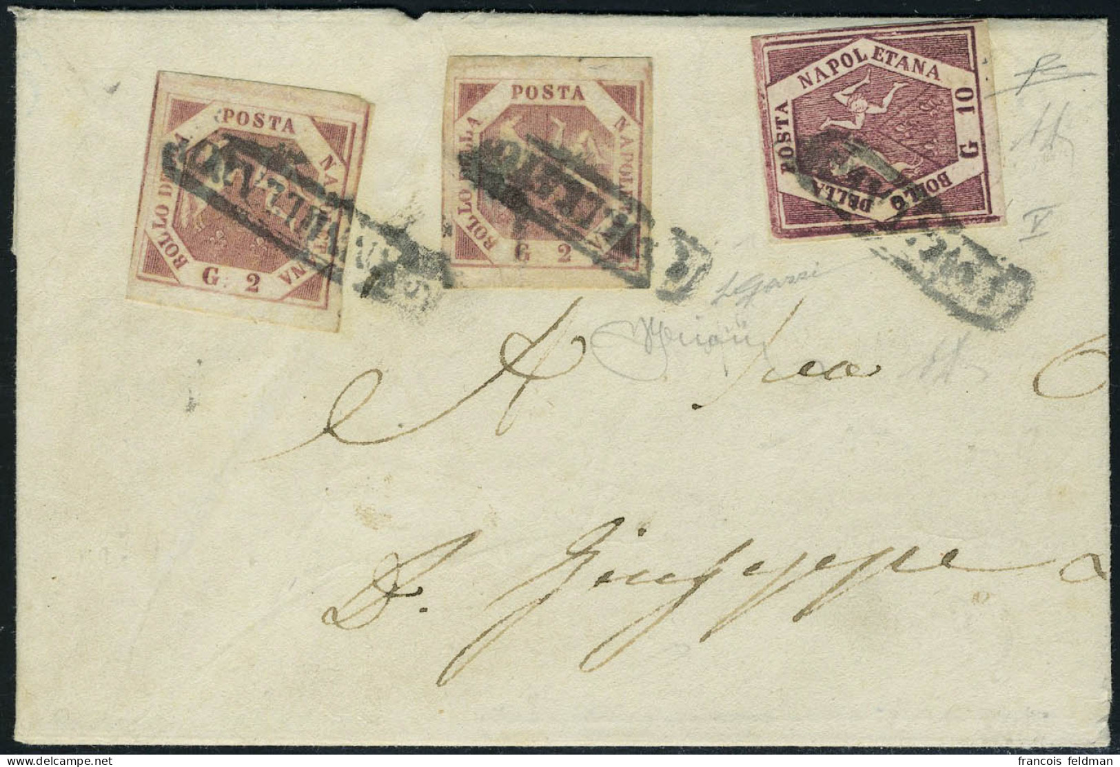 Lettre N° 3 + 5, 2f X 2 + 10g Faux Pour Servir Type 5 Sur L. Sassone F7 T.B. Rare, Signé + Certificat Diéna - Other & Unclassified