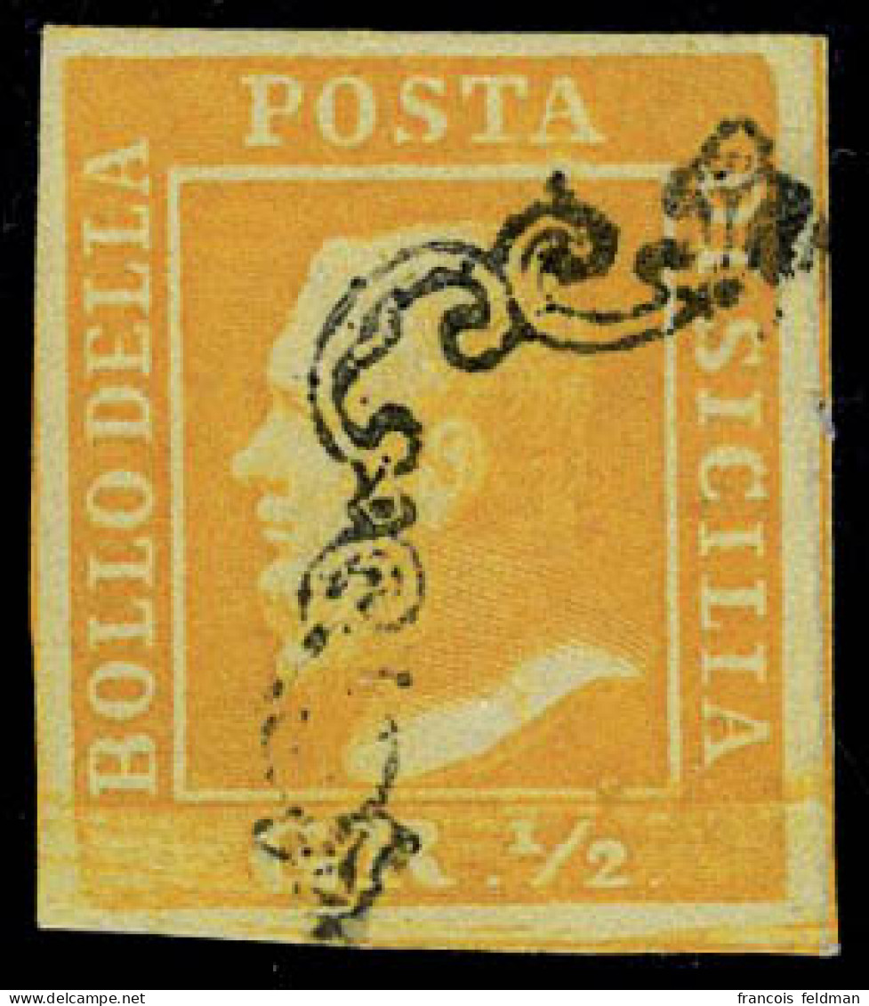 Oblitéré N° 18, 1/2 GR  Orange, Superbe, Signé Diéna, Sassone 1a : 1600€ - Other & Unclassified