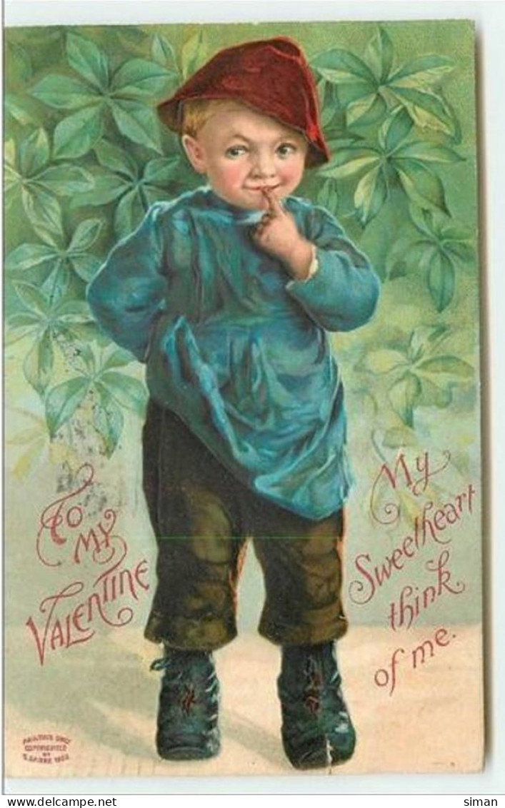 N°4286 - Carte Gaufrée - To My Valentine - Enfant Avec Un Doigt à La Bouche - Saint-Valentin