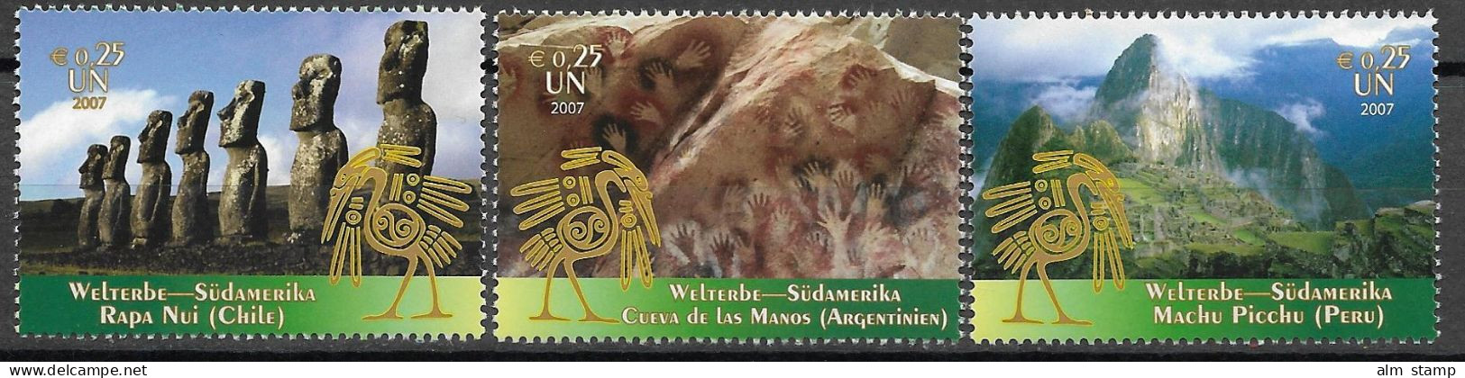 2007 UNO WIEN   Mi. 509-11 **MNH  UNESCO-Welterbe: Südamerika. - Ungebraucht