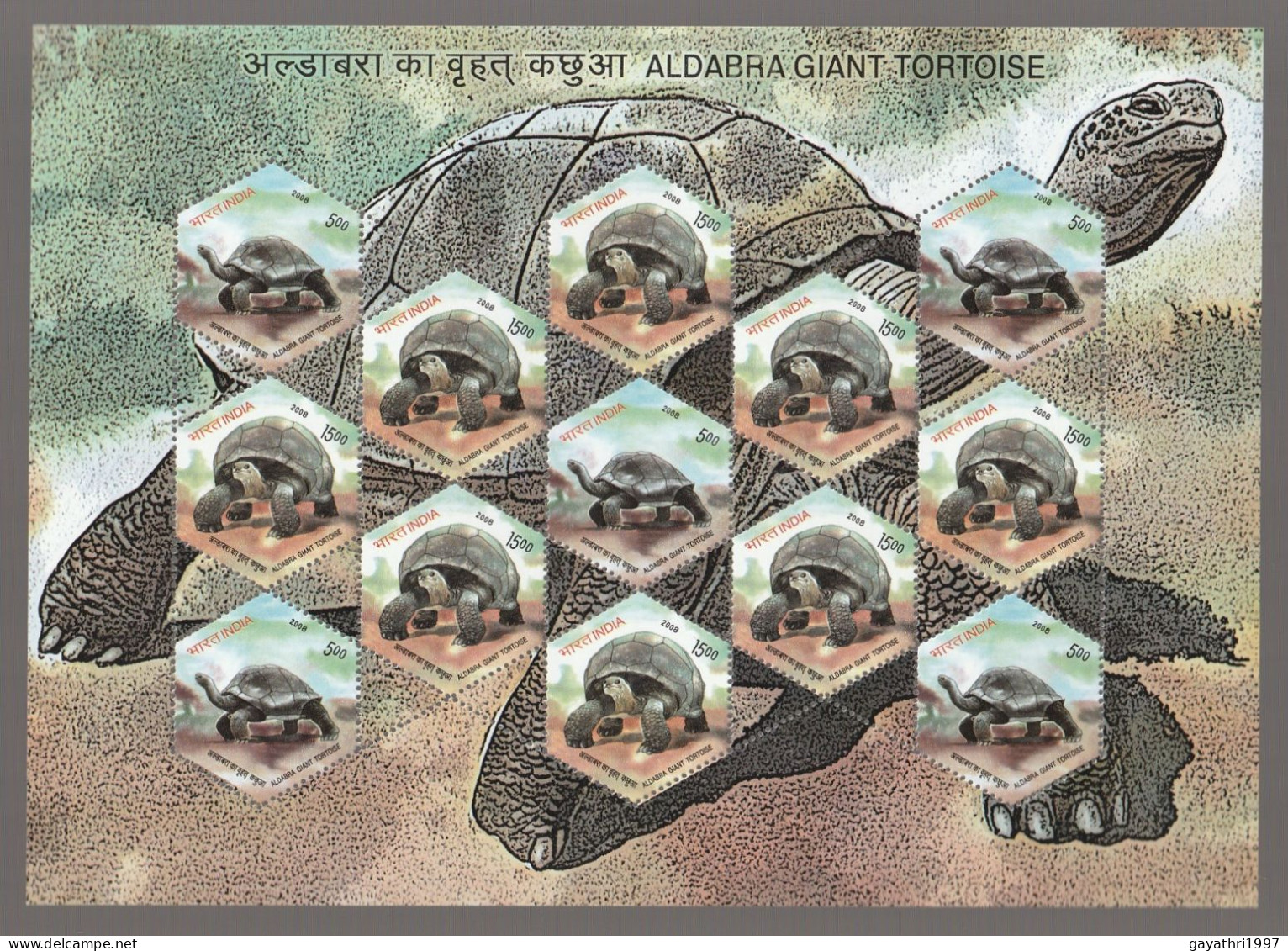 India 2008 Aldabra Giant Tortoise MINT SHEETLET Good Condition (SL-72) - Unused Stamps