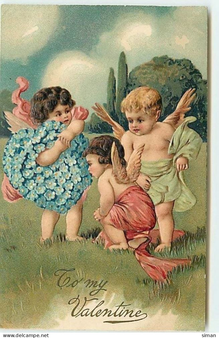 N°12027 - Carte Gaufrée - To My Valentine - Anges - Valentine's Day